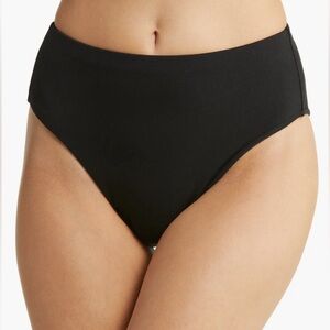 NWT Robin Piccone Ava High-Waist Bikini Bottoms in Black, Size Small